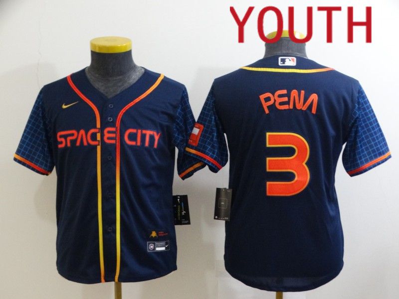 Youth Houston Astros #3 Pena Blue City Edition Game Nike 2022 MLB Jerseys->youth mlb jersey->Youth Jersey